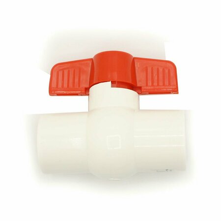 Thrifco Plumbing 1 Inch Threaded PVC Ball Valve, Red Handle, Economy 6415422